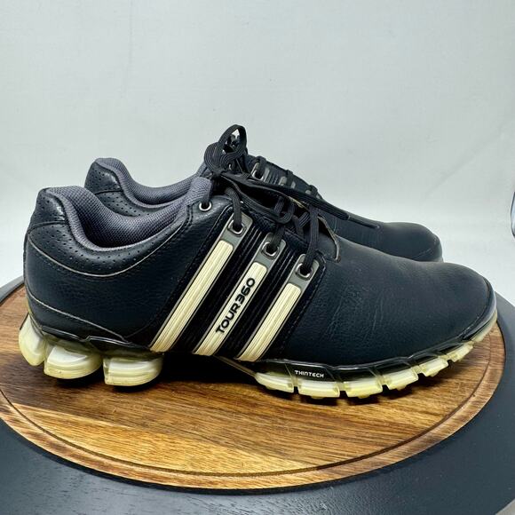 Adidas Men's Golf Cleats Tour 360 ATV Black Leather 9 - Picture 1 of 11
